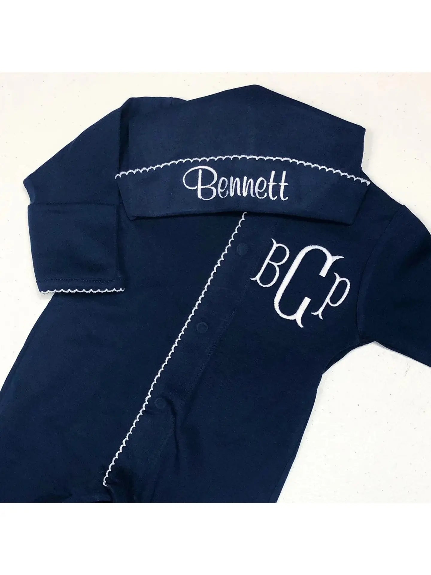 Navy w/ White Trim Footie & Hat