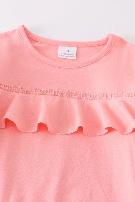Pink Ruffle Bell Bottom Pants Set