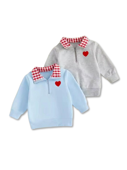 Quarter Zip Heart Pullover