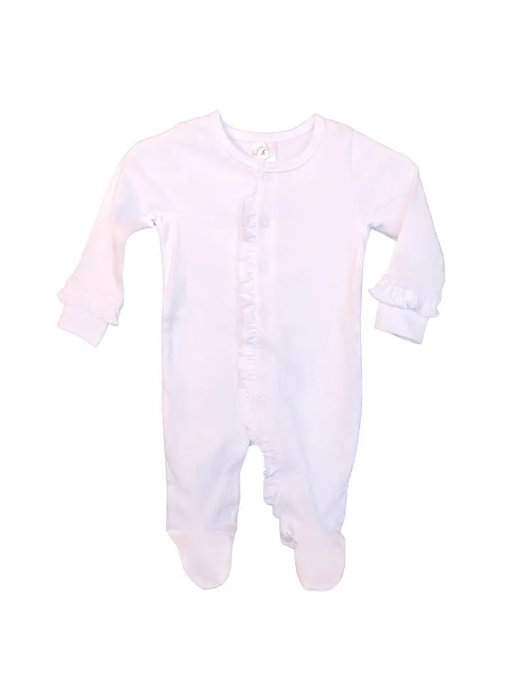 White w/ White Ruffle Footie