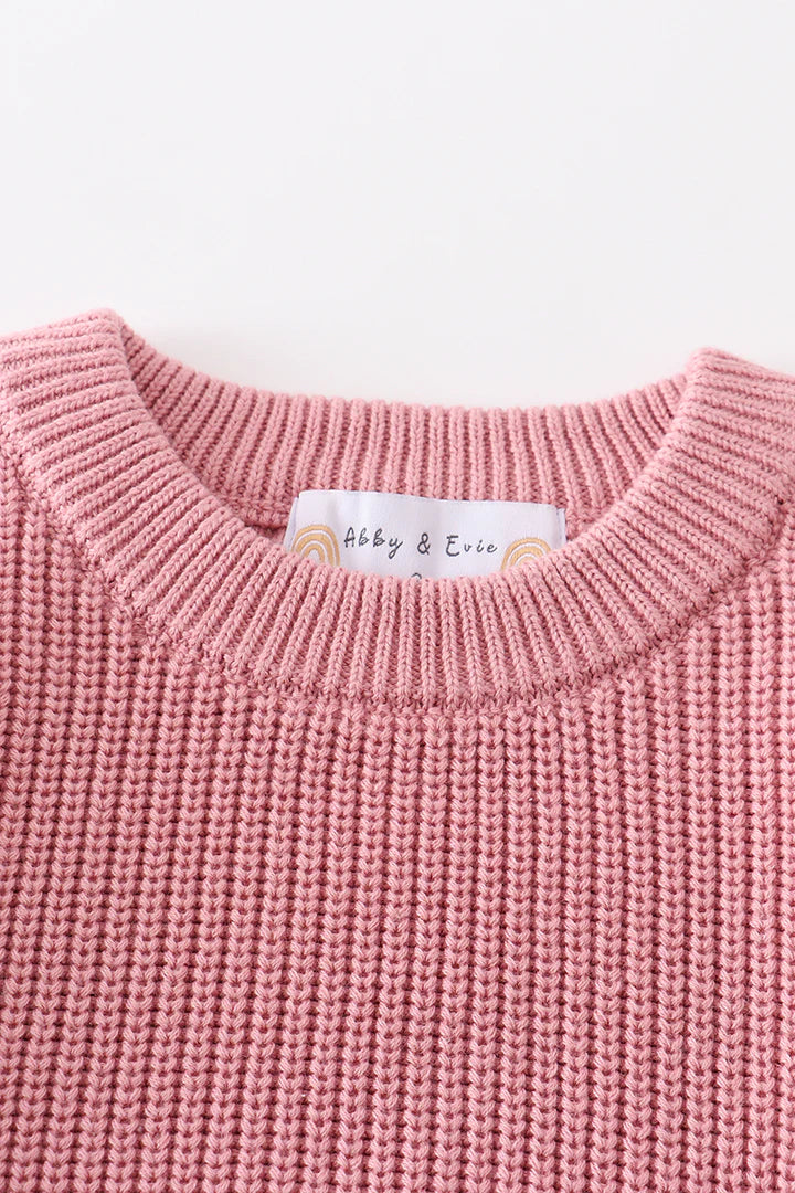Knit Pullover Sweater: Rose