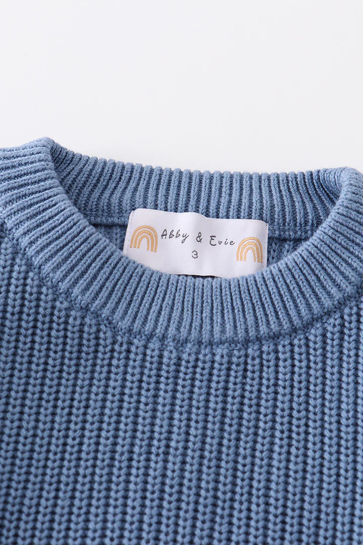 Knit Pullover Sweater: Blue