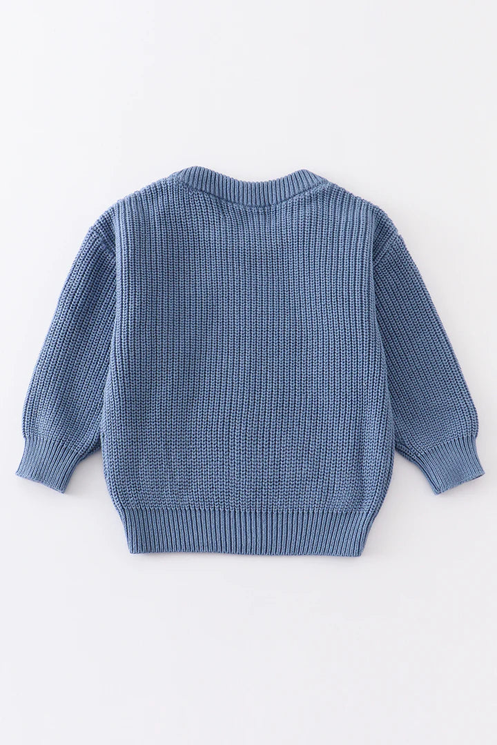 Knit Pullover Sweater: Blue