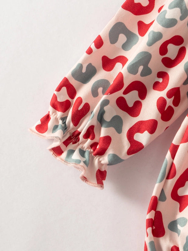 Red Green Leopard Smocked Bubble