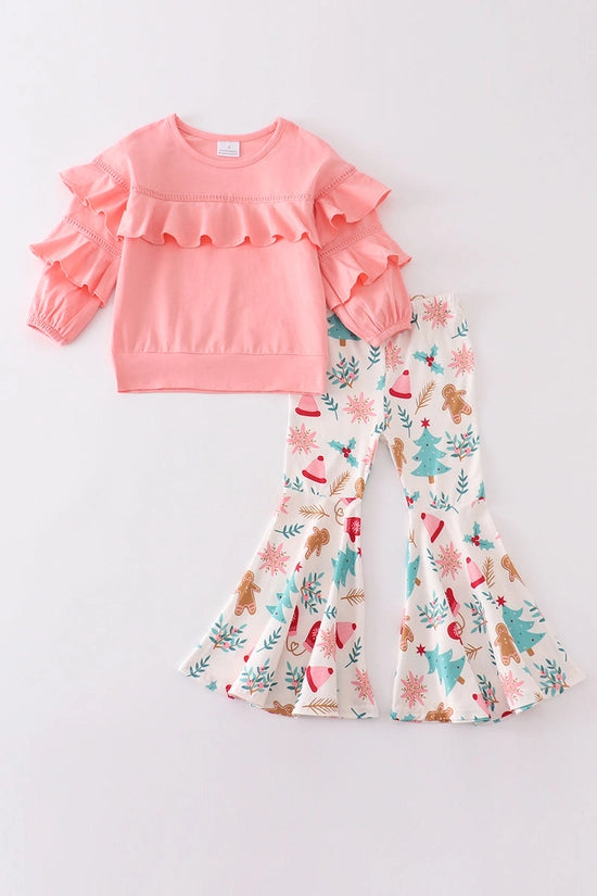Pink Ruffle Bell Bottom Pants Set