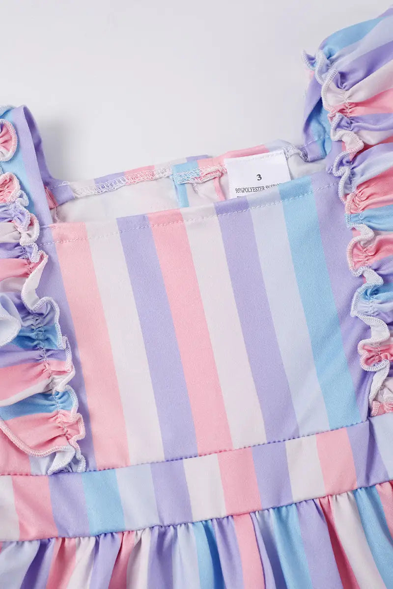Multicolored Stripe Ruffle Jumpsuit