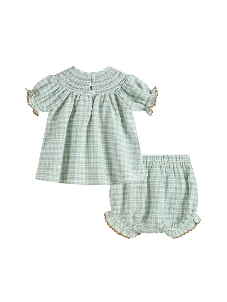 Sage Smocked Pumpkin Bloomers Set