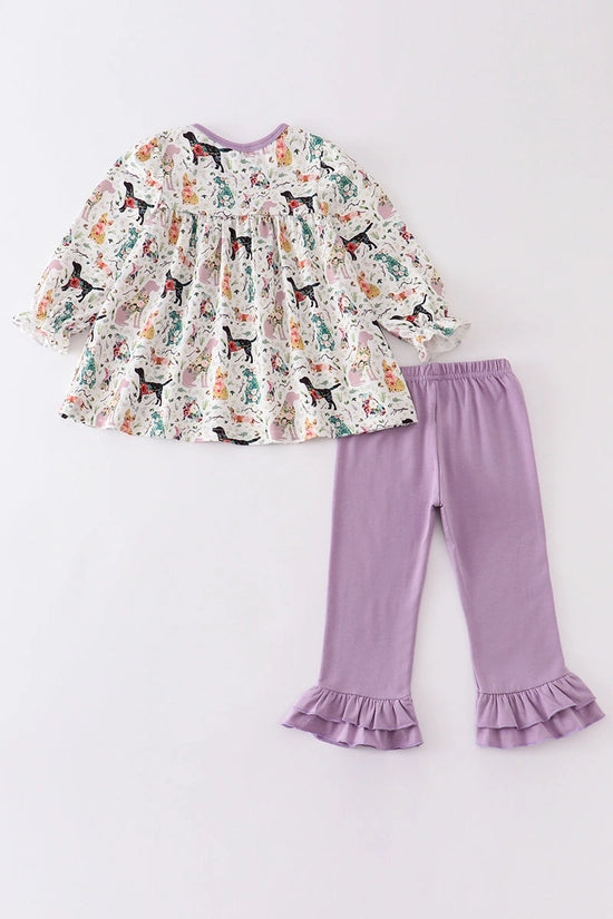 Puppy Print Ruffle Set
