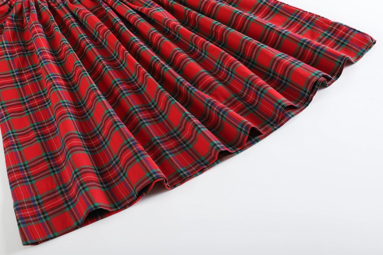 Christmas Plaid Smocked Bishop Dress