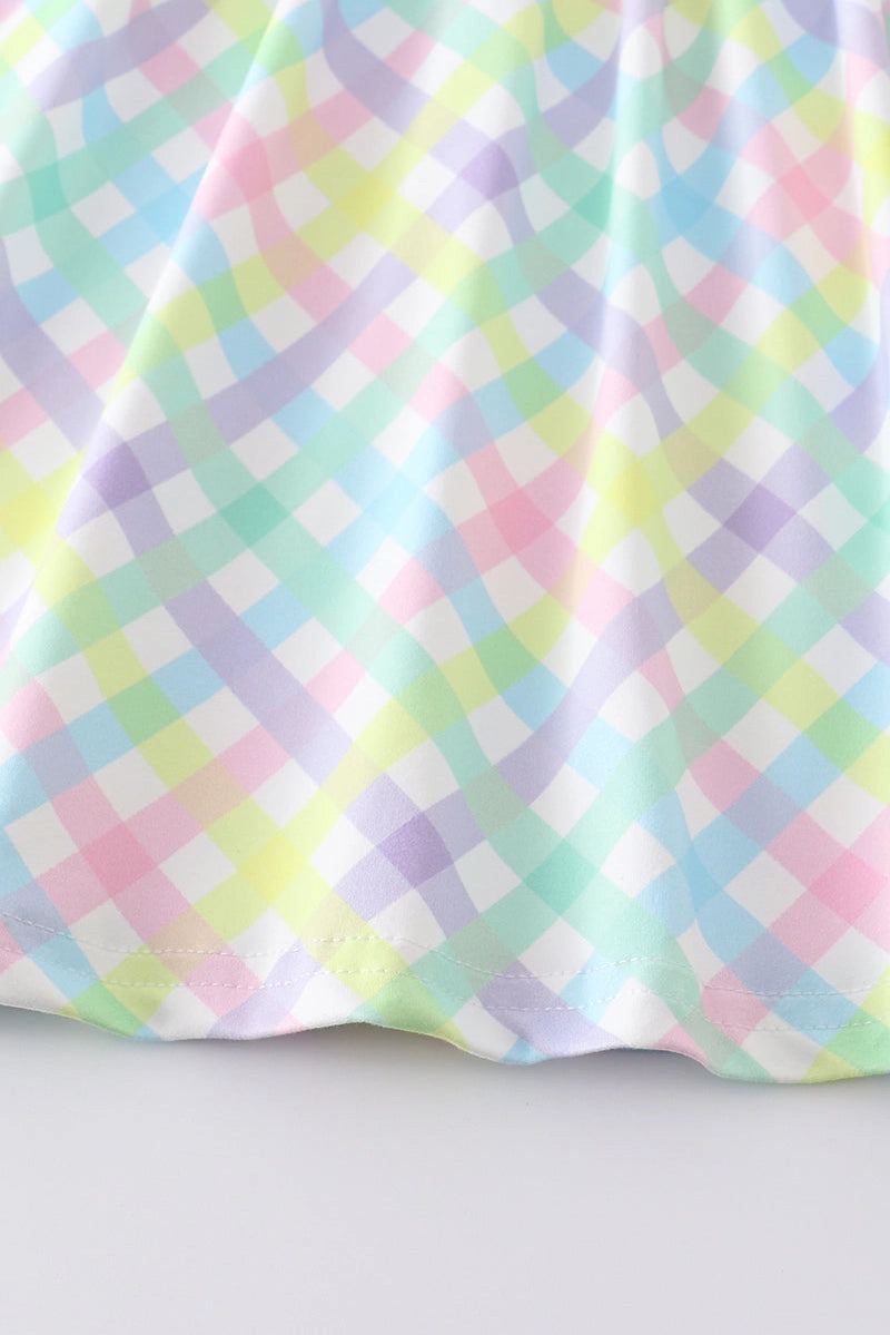 Rainbow Plaid Smocked Dress