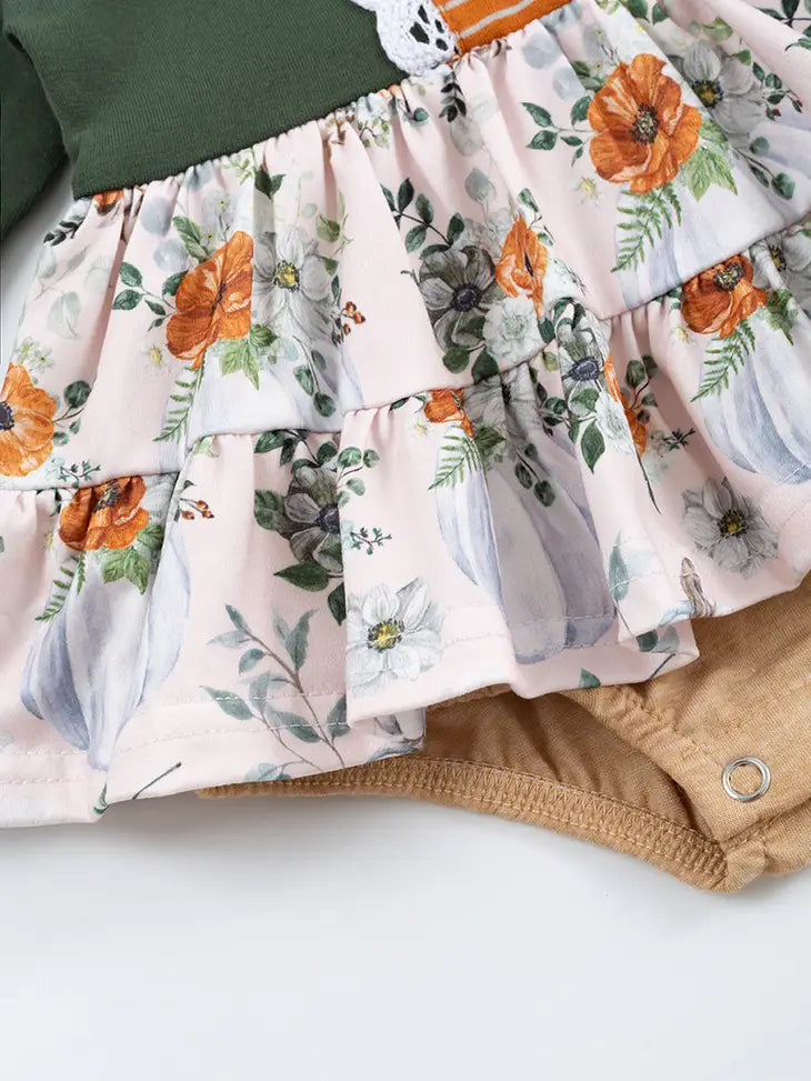 Forest Floral Ruffle Baby Romper