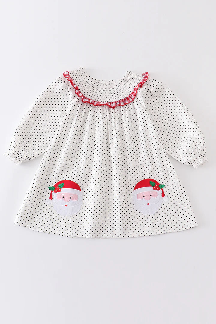 Santa Smocked Dot Dress
