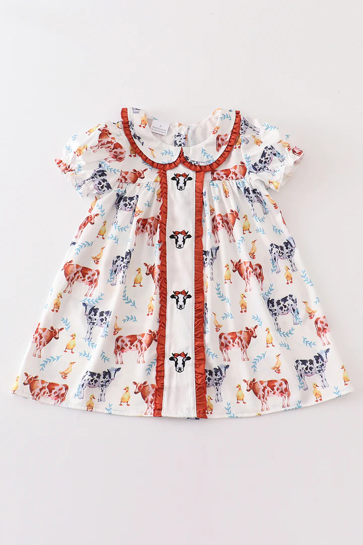 Cow Print Ruffle Dress