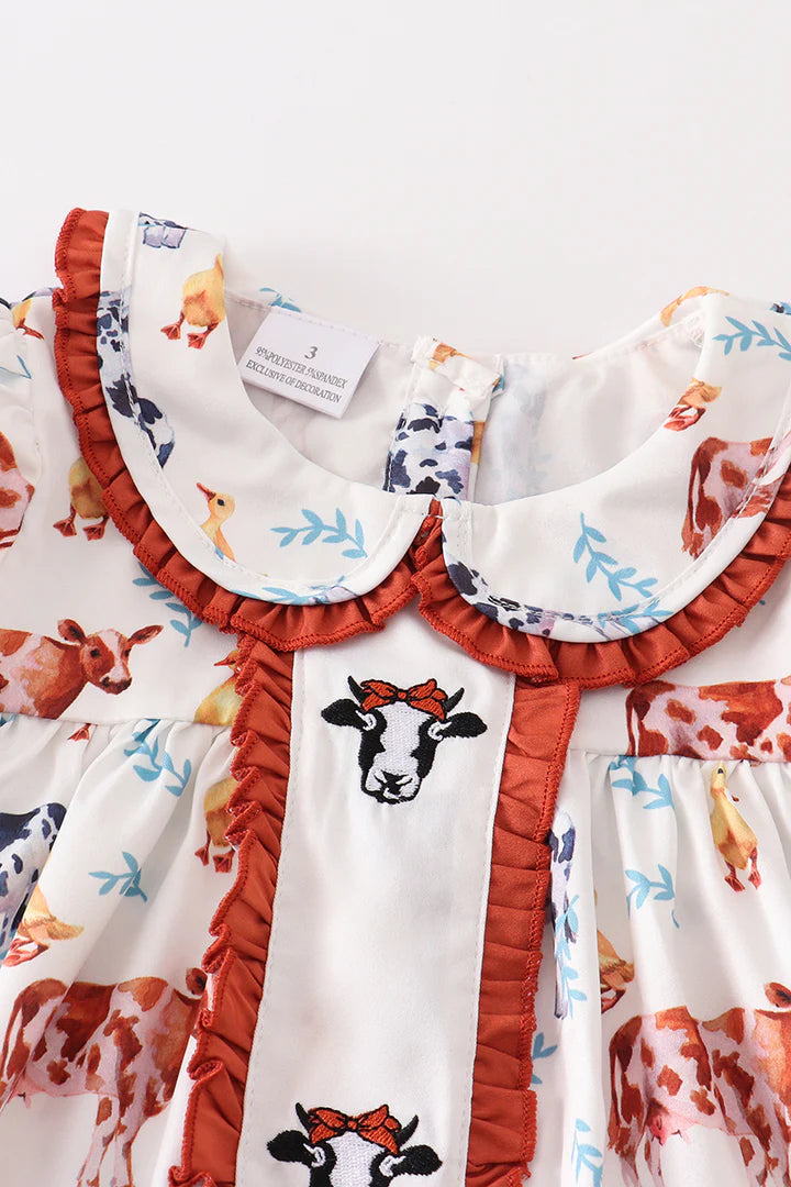 Cow Print Ruffle Dress