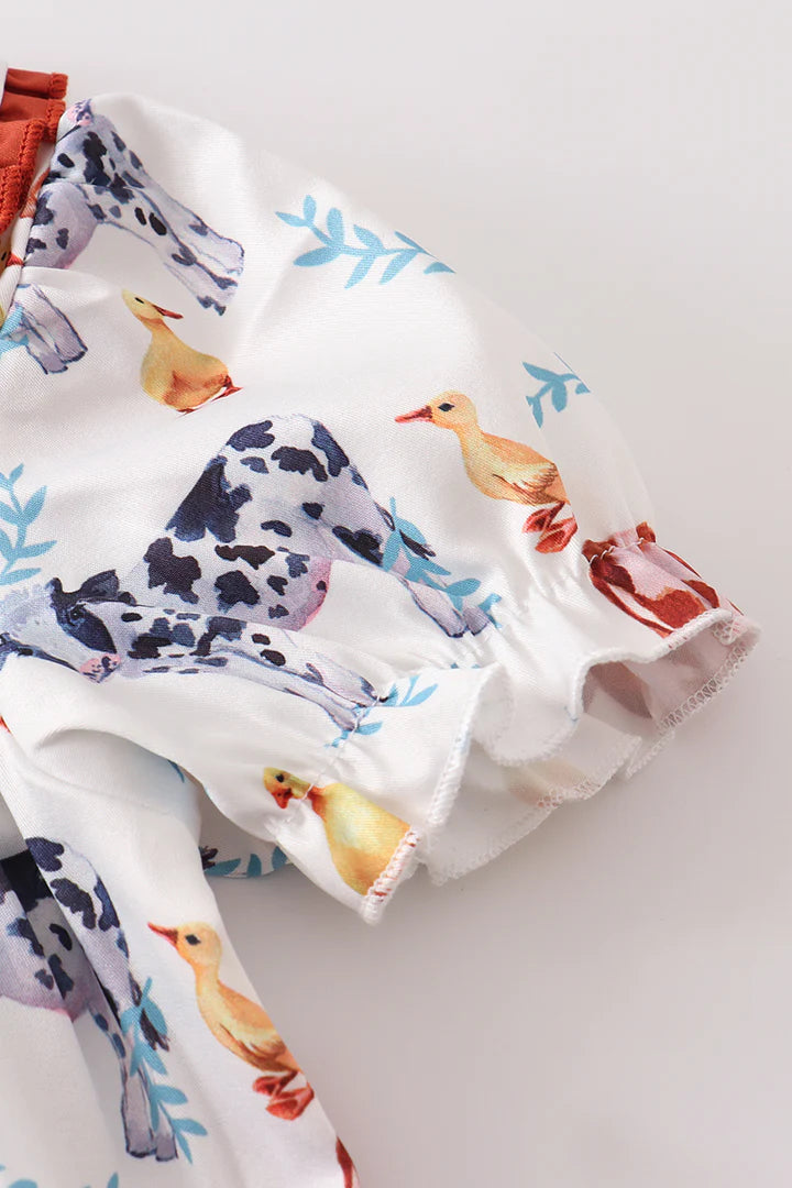 Cow Print Ruffle Dress