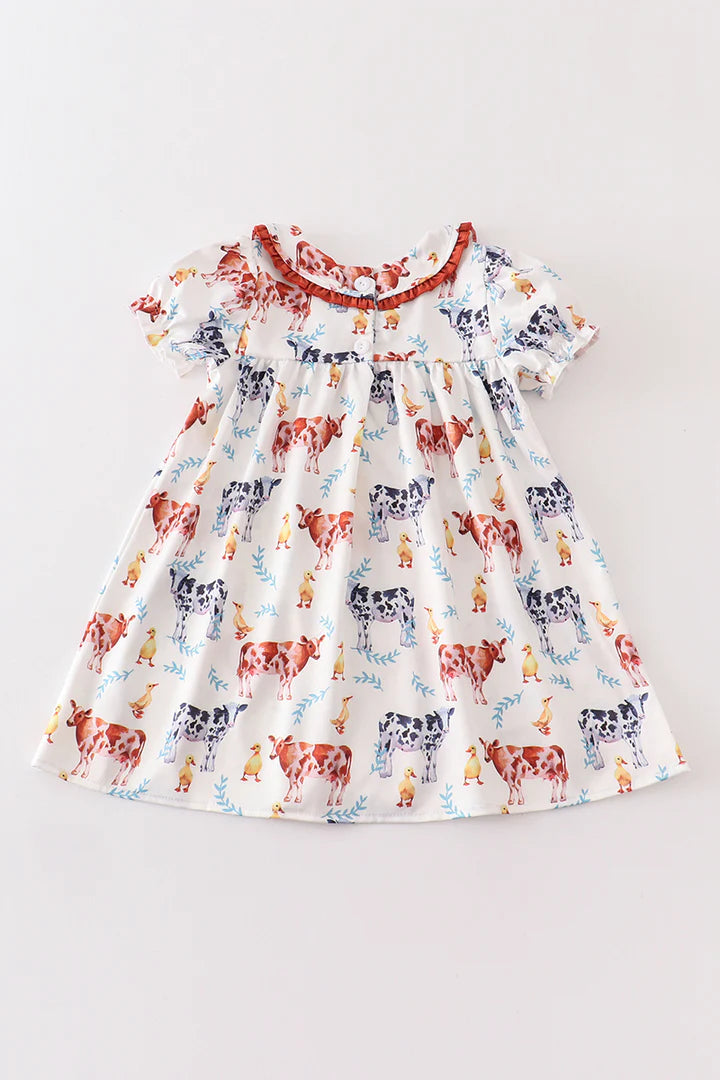 Cow Print Ruffle Dress