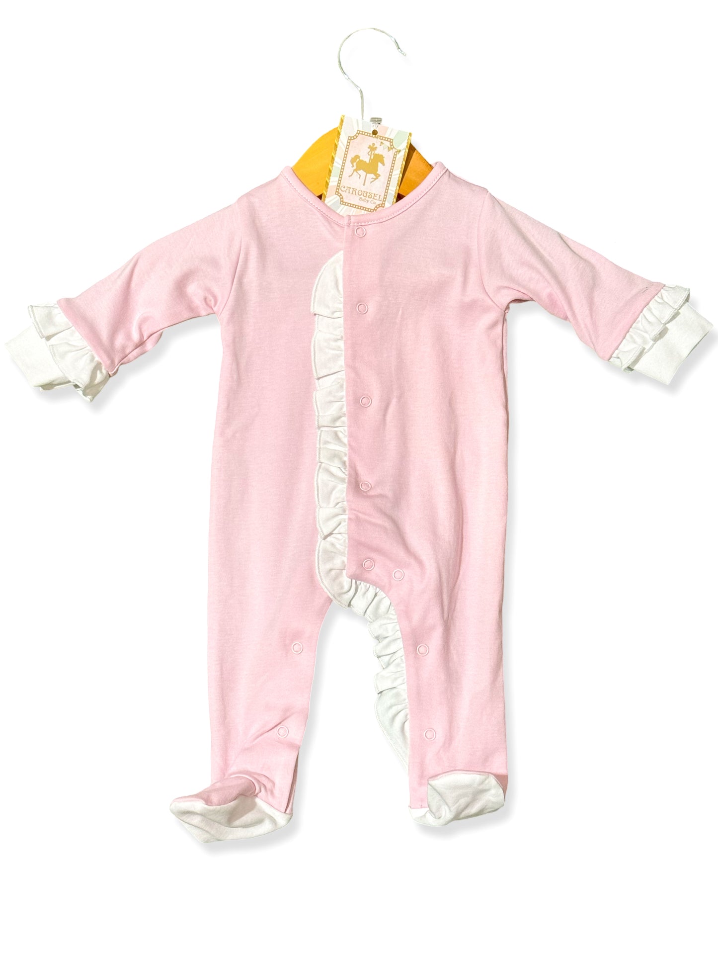 Pink w/ White Ruffle Footie