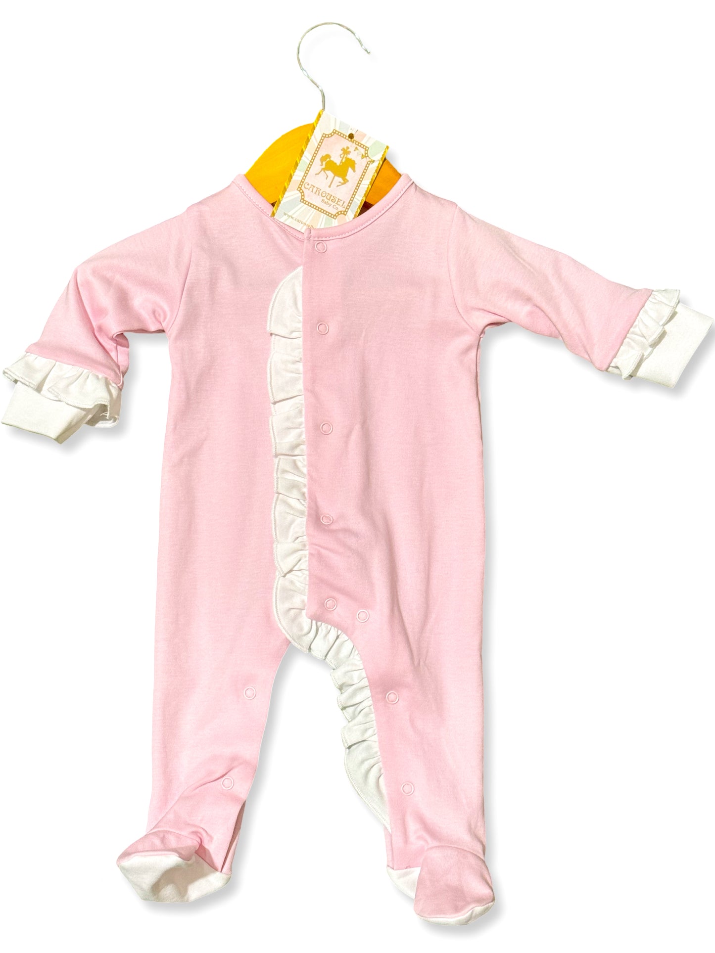 Pink w/ White Ruffle Footie