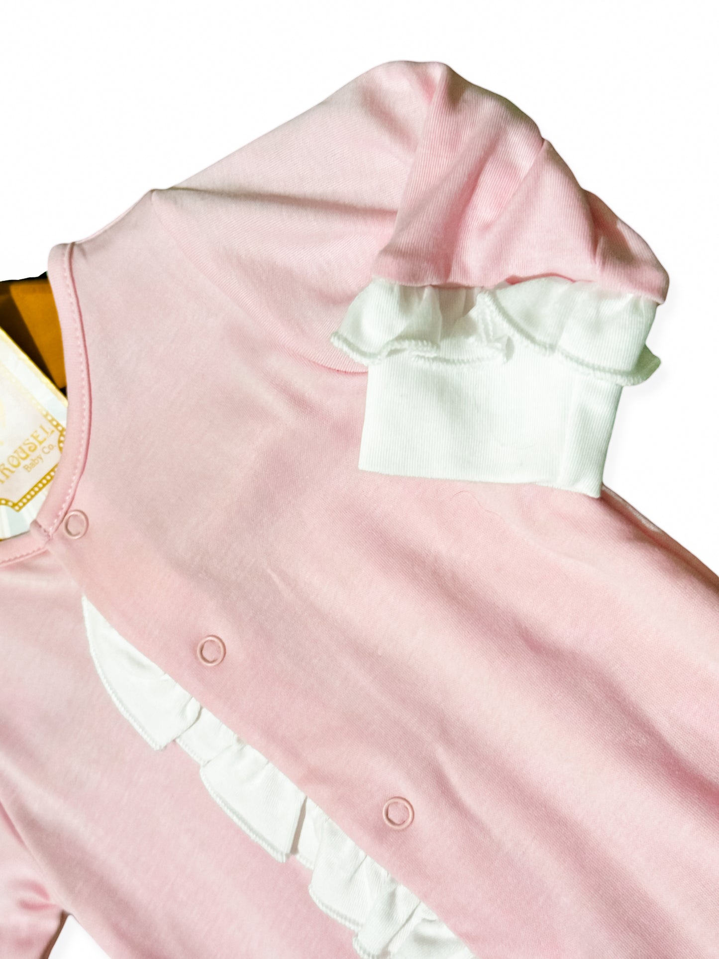 Pink w/ White Ruffle Footie
