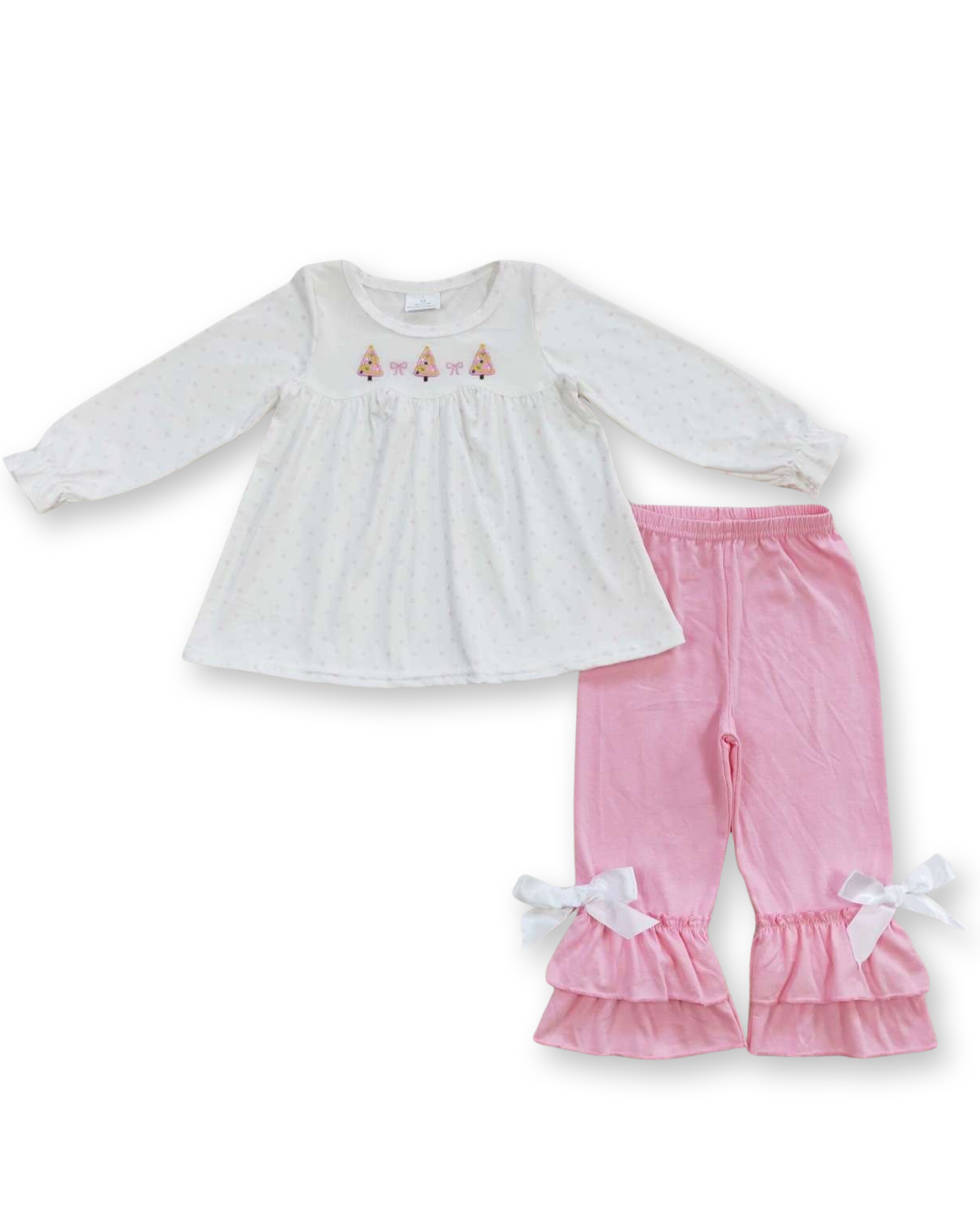 Embroidered Pink Christmas Pants Set