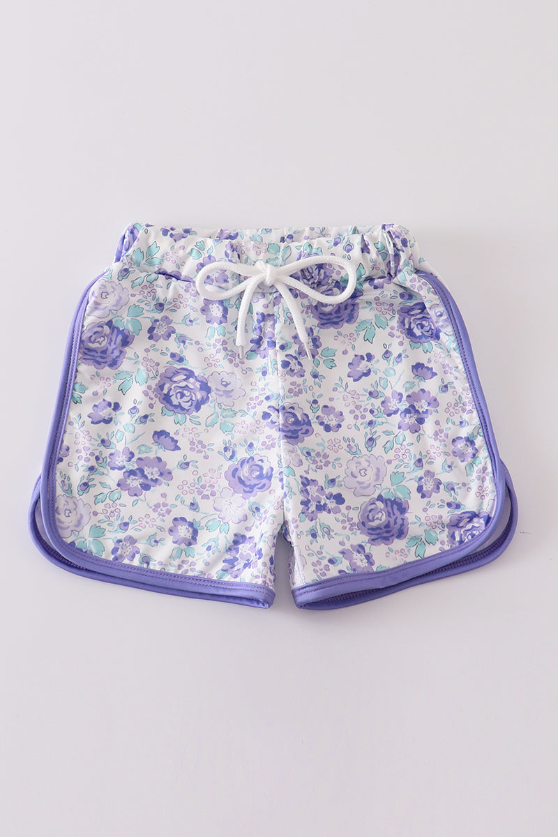 Purple Floral Shorts
