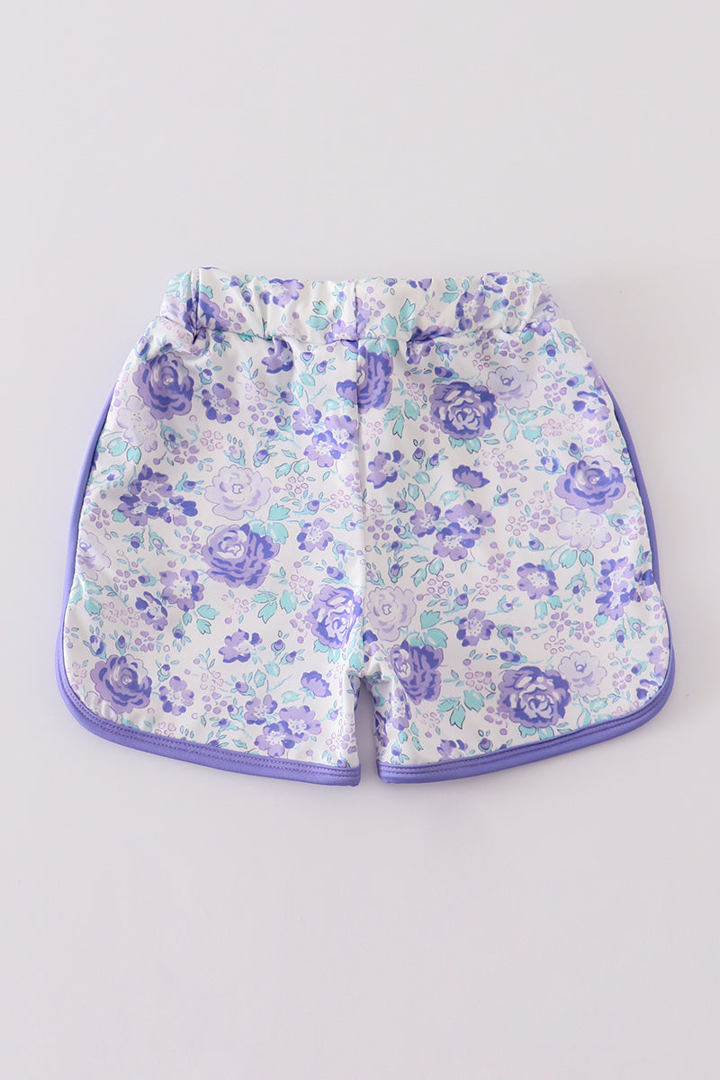 Purple Floral Shorts