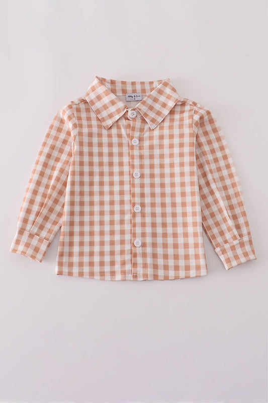 Orange Checkered Button Down