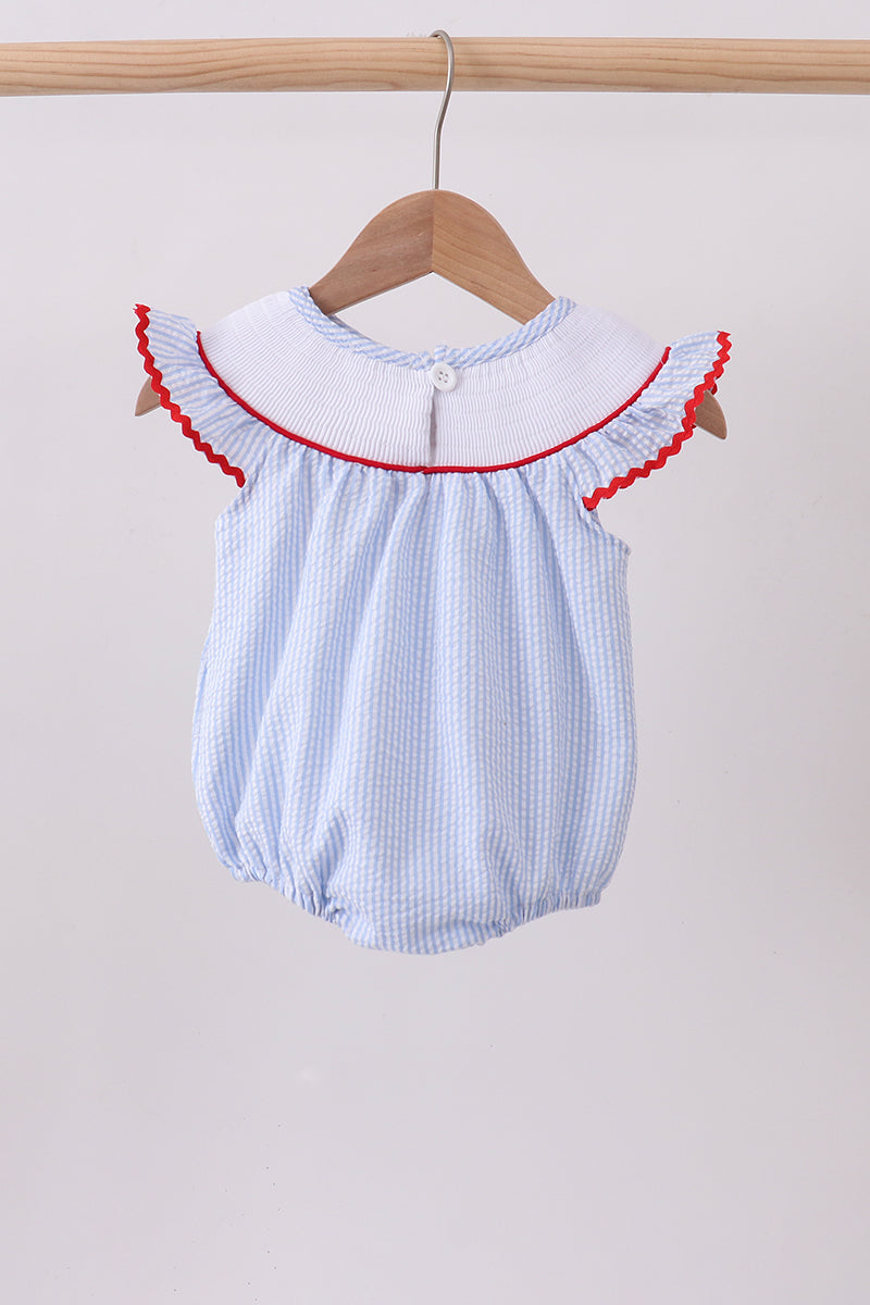 Seersucker Flag Smocked Bubble