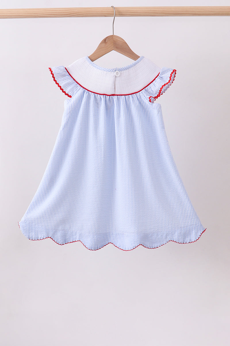 Seersucker Flag Smocked Dress