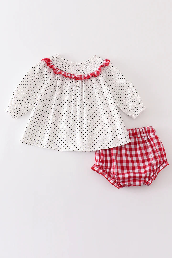 Santa Smocked Dot Bubble Set