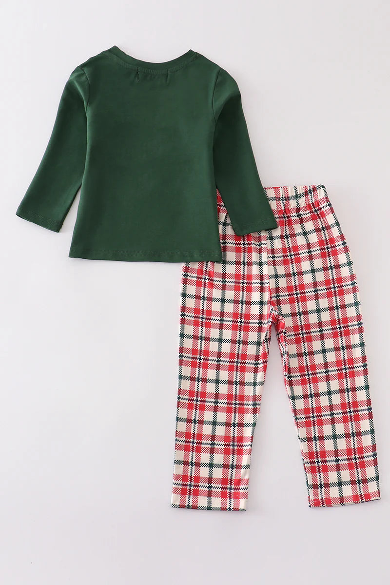 Green Christmas Smocked Set