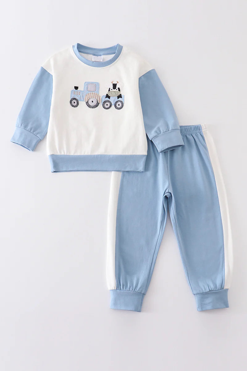 Blue Cow Applique Set