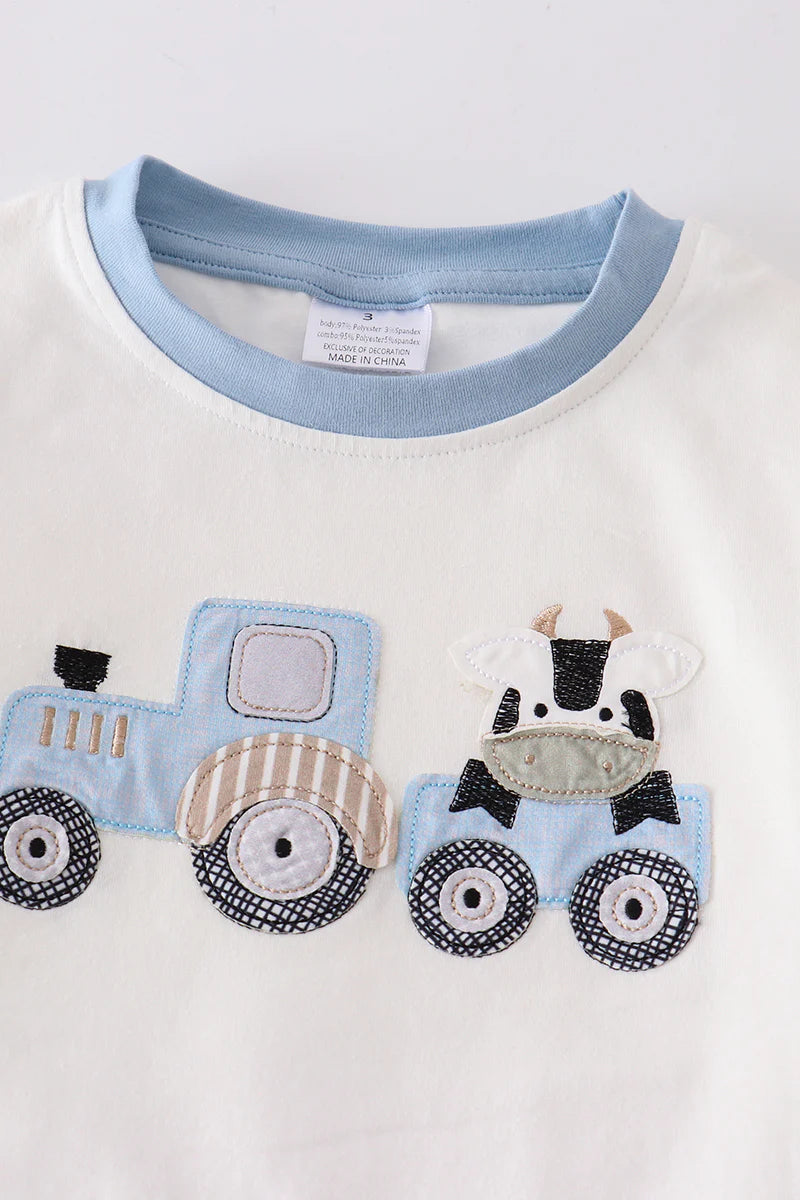 Blue Cow Applique Set