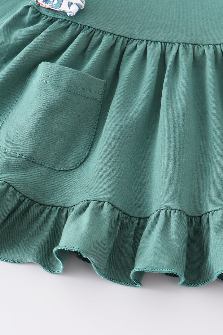 Green Floral Ruffle Pants Set