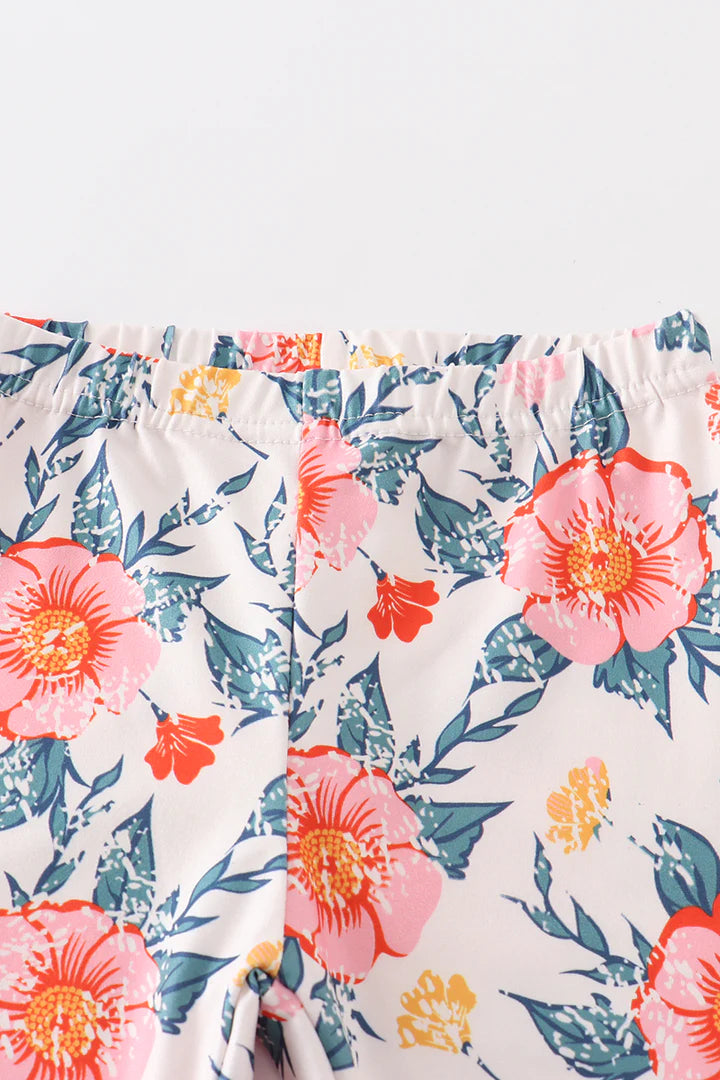 Green Floral Ruffle Pants Set