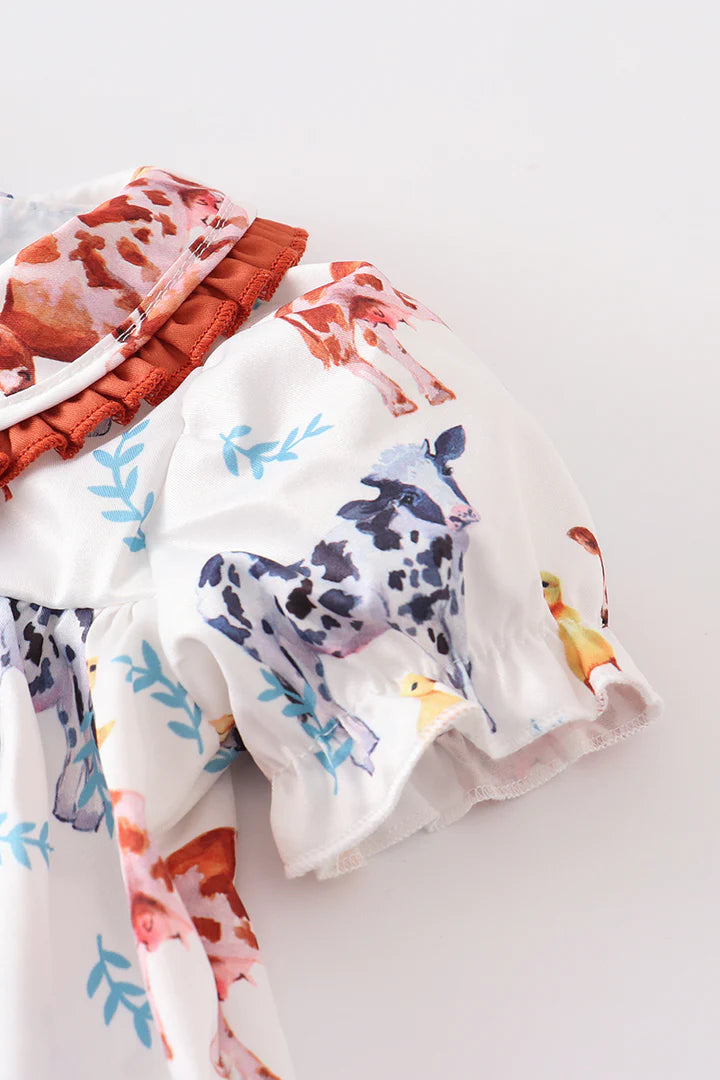 Cow Print Ruffle Baby Set