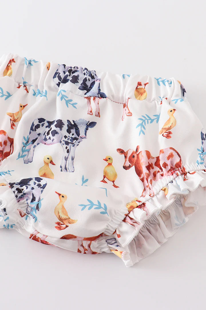 Cow Print Ruffle Baby Set