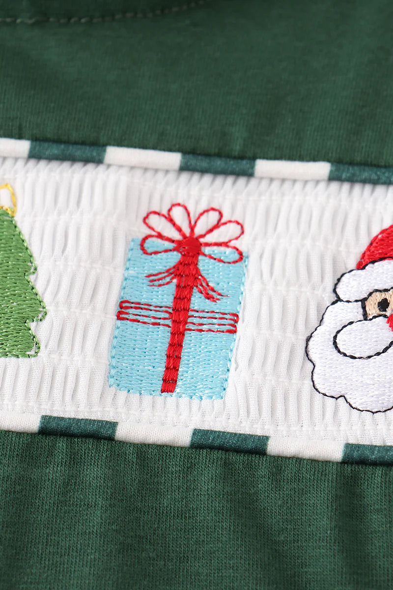 Green Christmas Smocked Romper