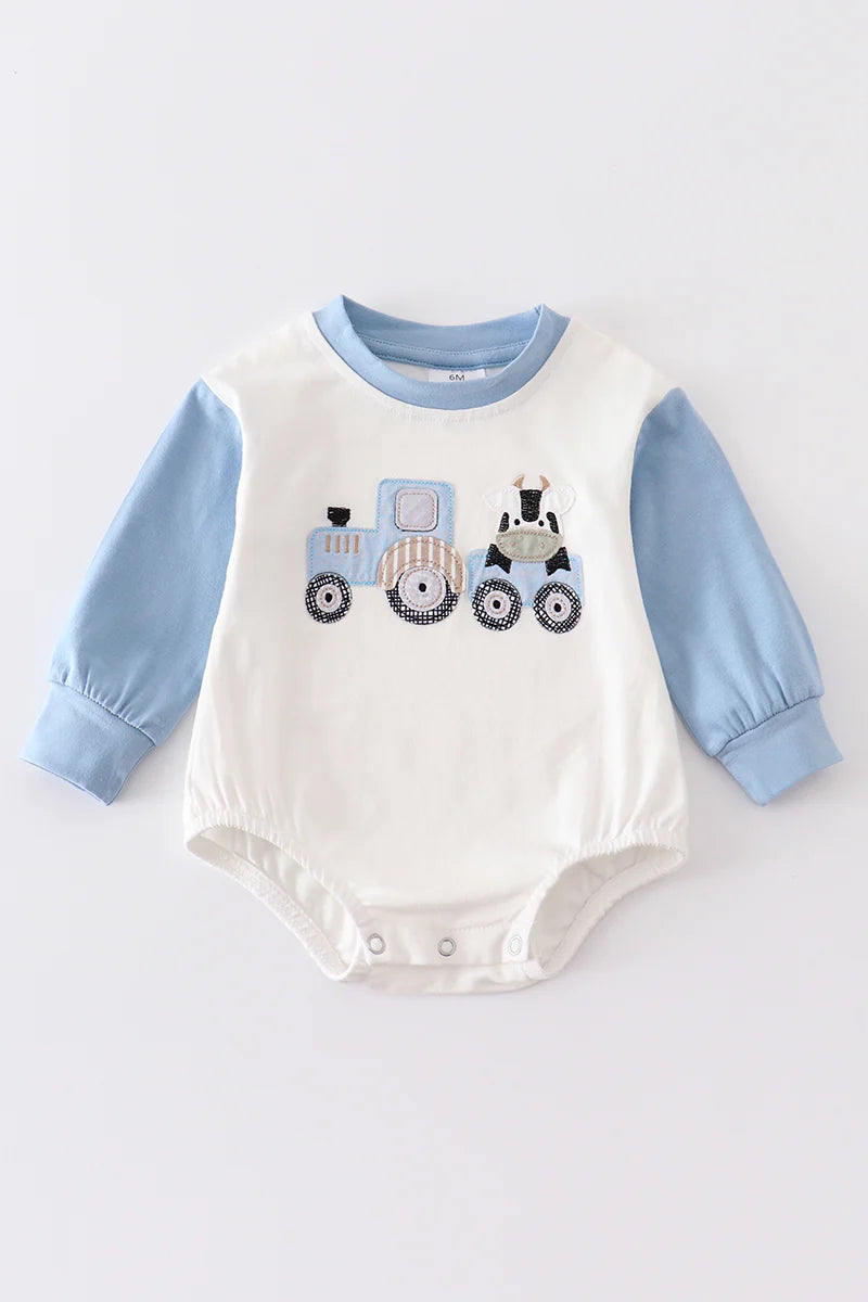 Blue Cow Applique Bubble