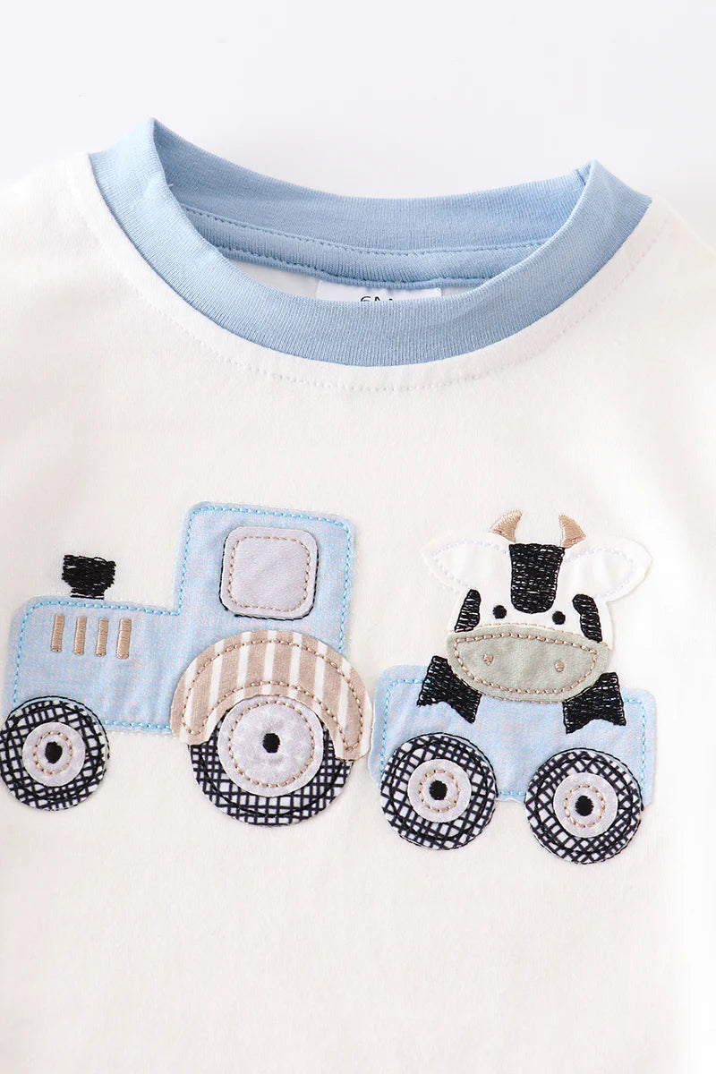 Blue Cow Applique Bubble
