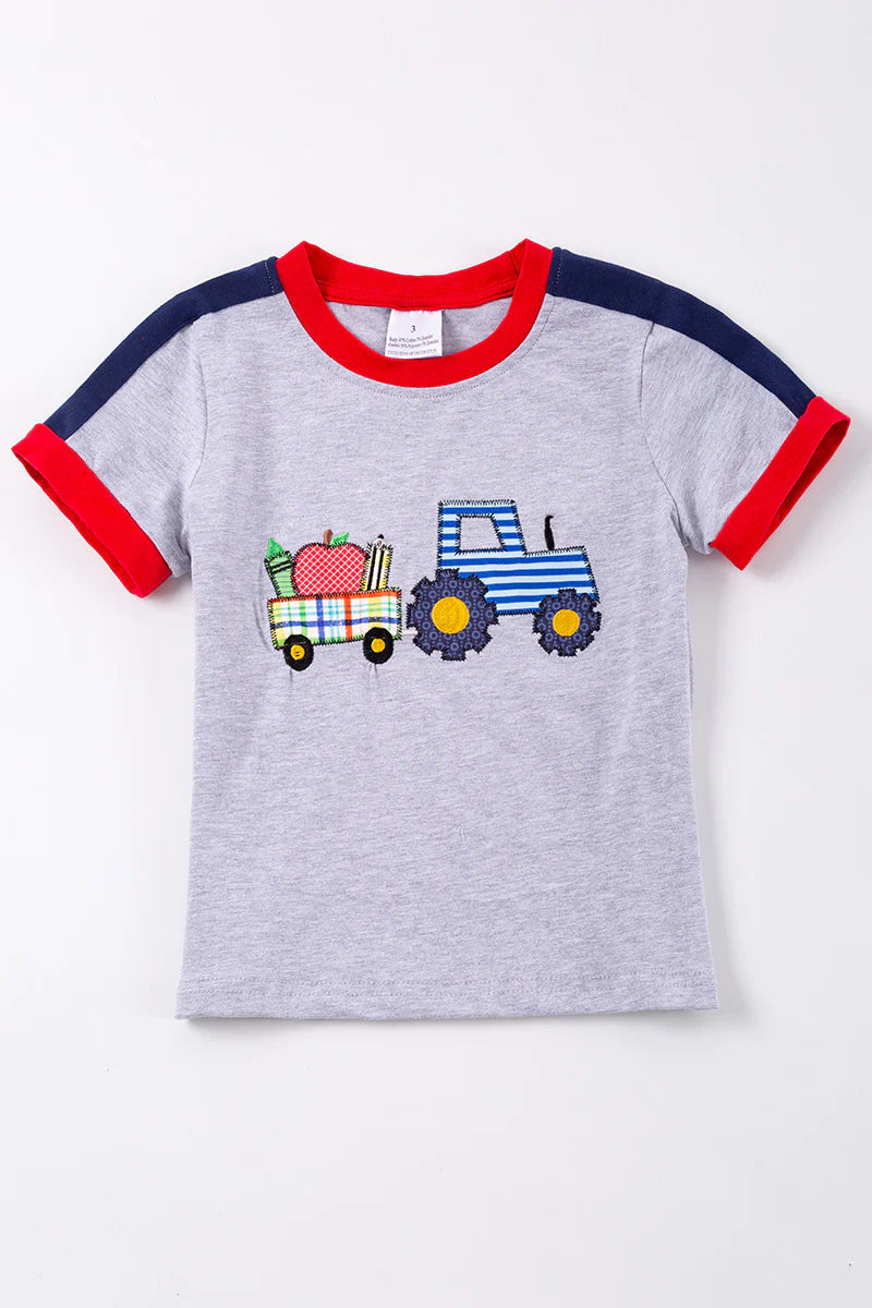 Back To School Applique Tractor Tee