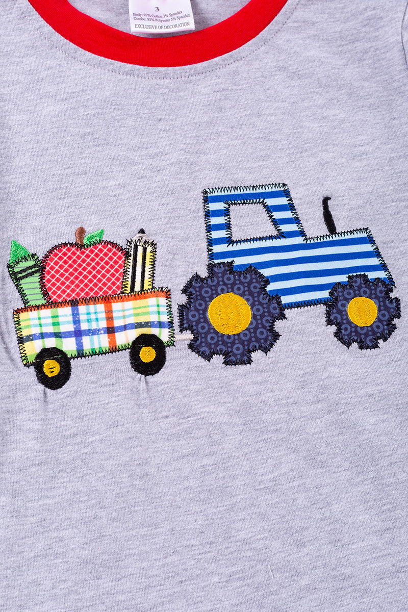 Back To School Applique Tractor Tee