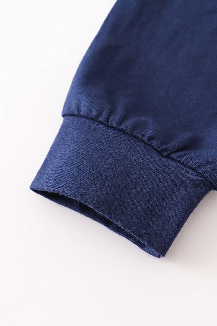 Navy Leopard Cross Top