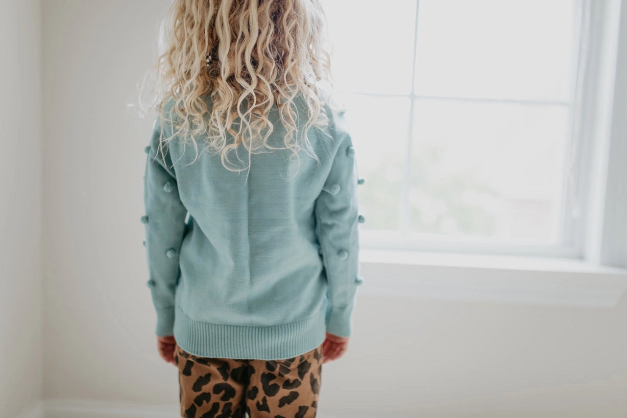 Teal PomPom Sweater