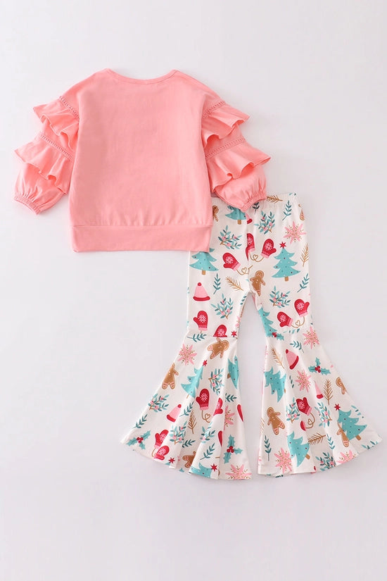 Pink Ruffle Bell Bottom Pants Set