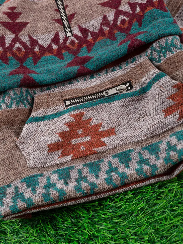 Aztec Hooded Pullover