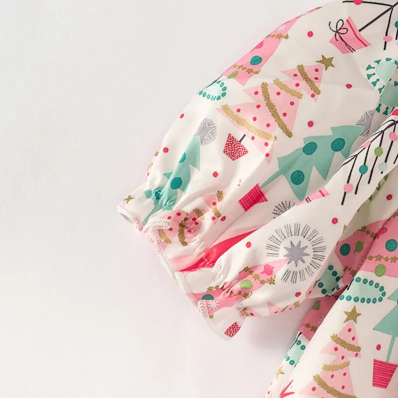 Colorful Christmas Tree Smocked Dress