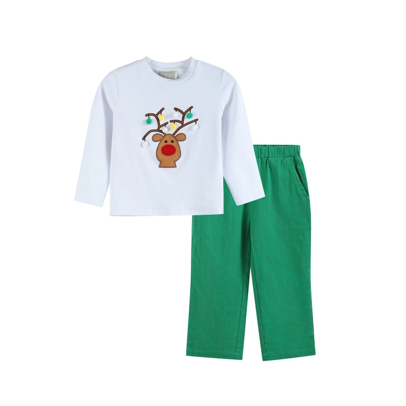 White Pompom Reindeer Set