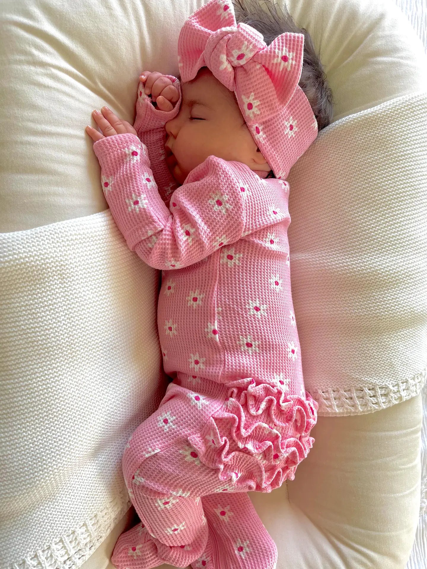 Pink Waffle Knit Sleeper