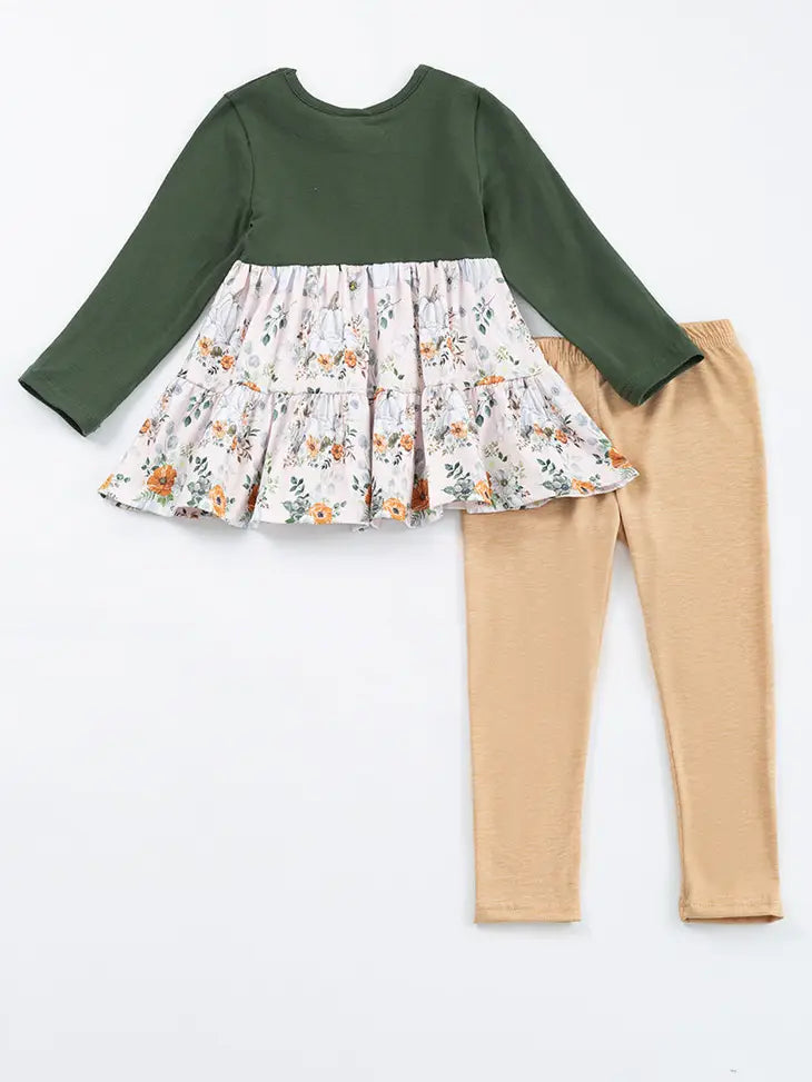Forest Floral Ruffle Pants Set